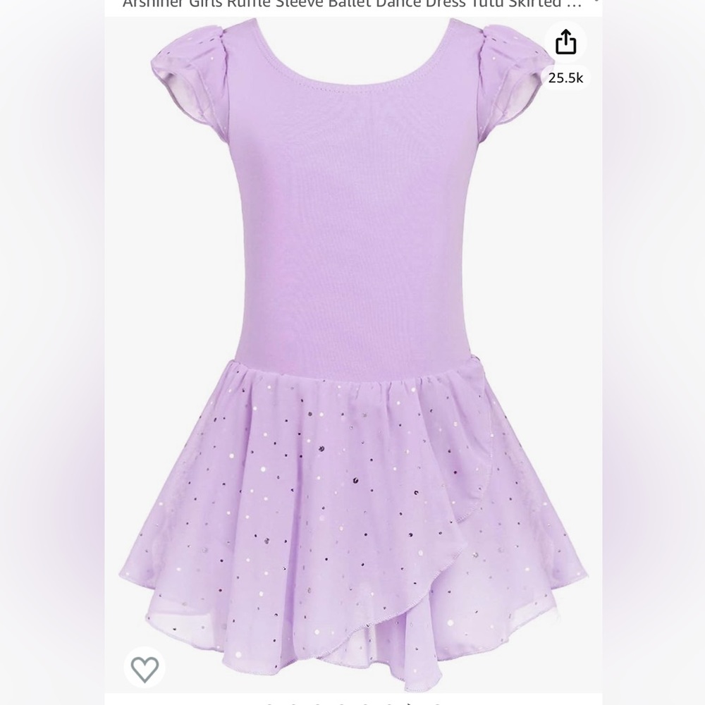 Arshiner Girls Ruffle Sleeve Ballet Dance Dress Tutu Skirted Leotard in Purple